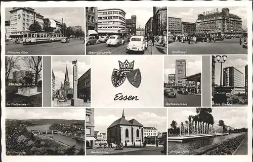 Essen Ruhr Huyssens Allee Kettwiger Strasse Handelshof Stadtgarten Pferdedenkmal Kurienplatz Deutschlandhaus Allianz Gebaeude Gruga Park Marktkirche Baldeneysee Stadtwappen Kat. Essen