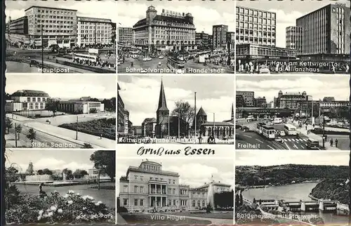 Essen Ruhr Hauptpost Handelshof Allianzhaus Saalbau Kettwiger Strasse Muensterkirche Freiheit Baldeneysee Stauwehr Villa Huegel Gruga Park Kat. Essen