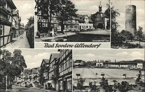 Bad Sooden Allendorf Fischerstadt Weinreihe Fachwerkhaus Soodener Tor Diebesturm Schwimmbad Kat. Bad Sooden Allendorf