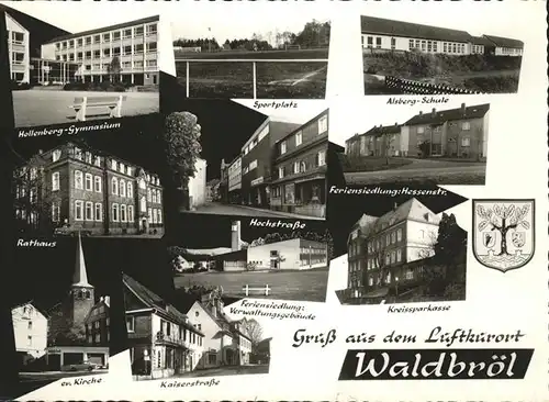 Waldbroel Hollenberg Gymnasium Sportplatz Alsberg Schule Rathaus Hochstrasse Feriensiedlung Kreissparkasse Kaiserstrasse Kirche Kat. Waldbroel
