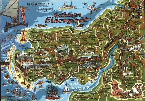 Eiderstedt Umgebungs Karte Kat. Toenning