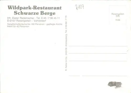 Vahrendorf Siedlung Wildpark Restaurant Schwarze Berge Kat. Rosengarten