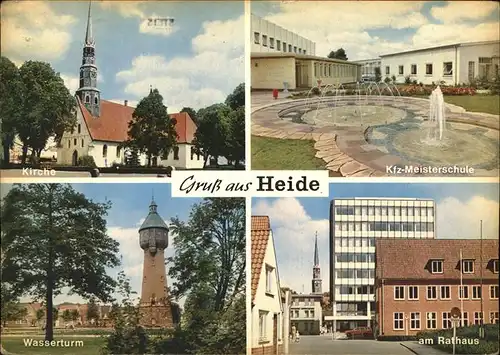 pw25743 Heide Holstein Kirche Wasserturm am Rathaus Kategorie. Heide Alte Ansichtskarten