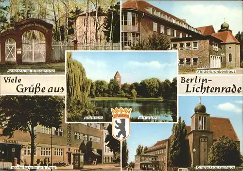 Lichtenrade Sanatorium Birkenhaag Kinderkrankenhaus Dorfteich Kirche Kat. Berlin