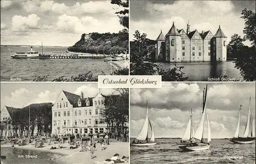 Gluecksburg Ostseebad Strand Schloss Bucht Segelboote / Gluecksburg (Ostsee) /Schleswig-Flensburg LKR