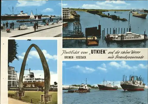 Vegesack Utkiek Weser Strandpromenade Schiff  Kat. Bremen