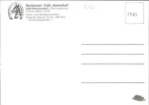 pw26423 Schackendorf Bad Segeberg Restaurant Cafe Immenhof Kategorie. Schackendorf Alte Ansichtskarten