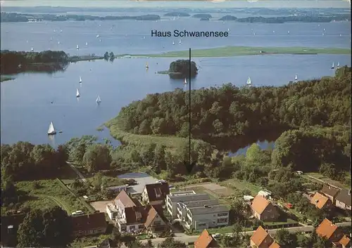 Bosau Fliegeraufnahme Haus Schwanensee Segelboote Kat. Bosau