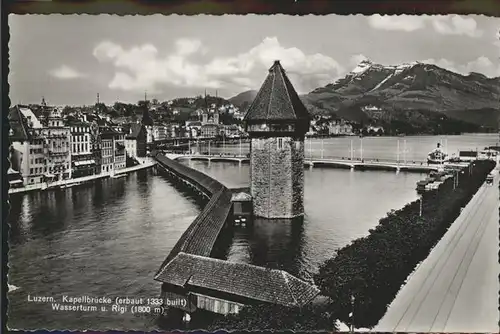 Luzern LU Kapellbruecke Wasserturm Rigi Kat. Luzern