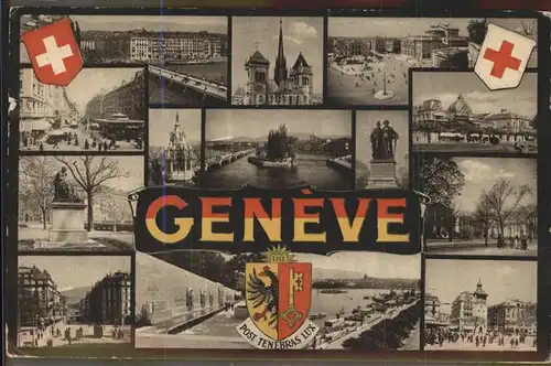 Geneve GE Wappen Bruecke Kirche Kat. Geneve