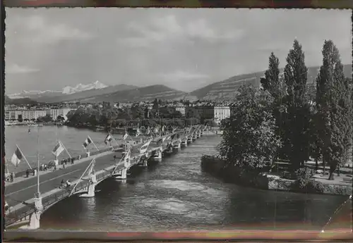 Geneve GE Mont Blanc Bruecke Fahnen Kat. Geneve