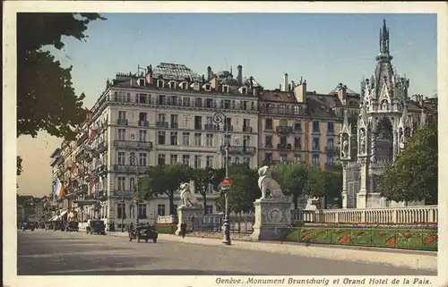 Geneve GE Grand Hotel de la Paix Monument Brunschwig Kat. Geneve