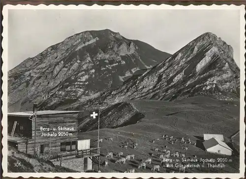 Guergaletsch Berg Skihaus Jochalp Kuehe Fahne Kat. Guergaletsch