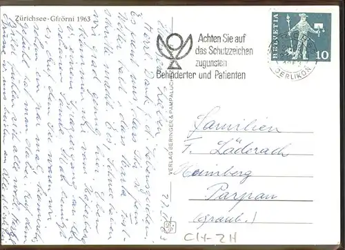Zuerichsee Gfroerni 1963 Zuerichsee gefroren / Zuerich /Bz. Zuerich City