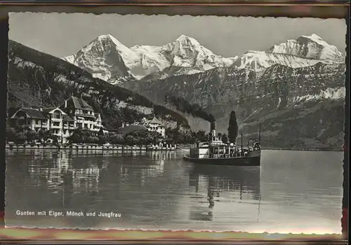 Gunten Eiger Moench Jungfrau Dampfschiff Kat. Gunten