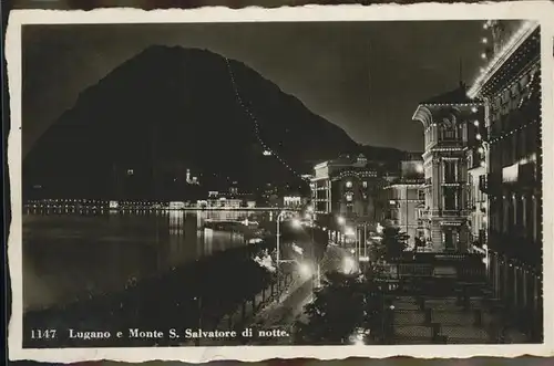 Lugano Monte S. Salvatore di notte Kat. Lugano