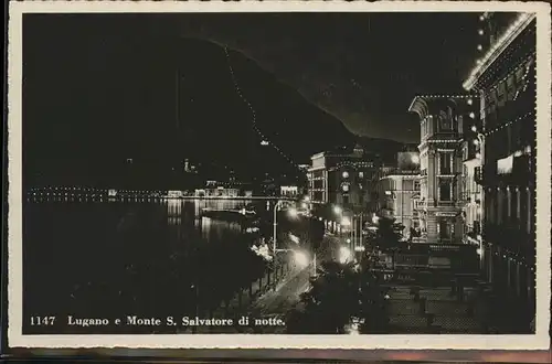 Lugano Monte S. Salvatore di notte Kat. Lugano