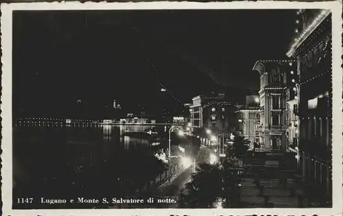 Lugano Monte S. Salvatore di notte Kat. Lugano