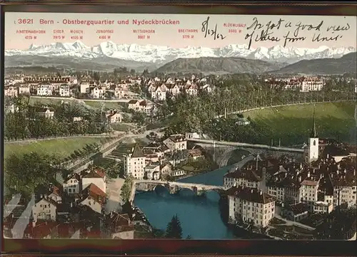 Bern BE Obstbergquartier Nydeckbruecken Alpen  Kat. Bern