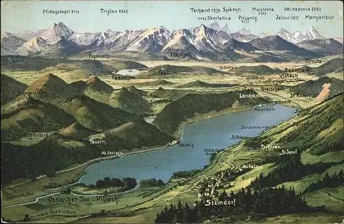 Steindorf Ossiacher See Panorama Triglau Mittagskogel Tschoran Kat. Steindorf am Ossiacher See
