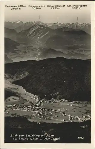 Seefeld Tirol Blick vom Seefelderjoechl auf Seefeld Pettneur Riffler Parseierspitze Bergwerkskopf Schlenkerspitze Kat. Seefeld in Tirol