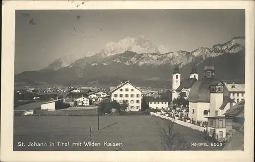 St Johann Tirol Teilansicht Sankt Johann Kirche Wilder Kaiser Kaisergebirge Kat. St. Johann in Tirol