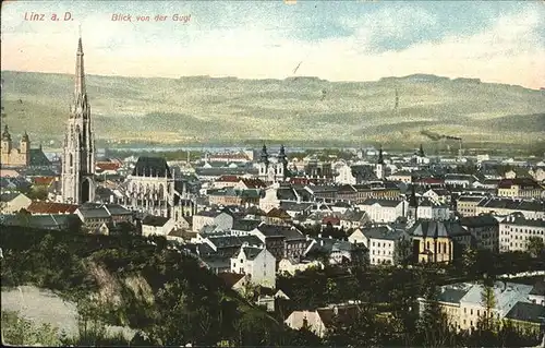 Linz Donau Teilansicht Linz Kirche Blick von der Gugl Dom Kat. Linz