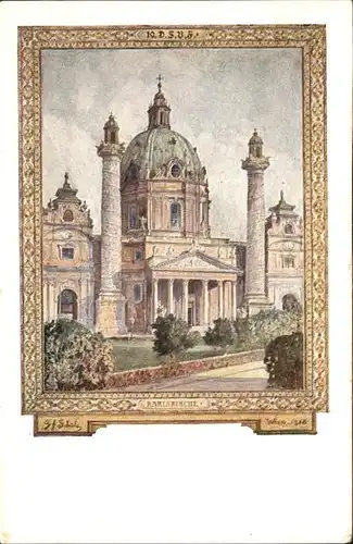 Wien Karlskirche Festkarte des 10. Deutschen Saengerbundesfestes Wien Kat. Wien