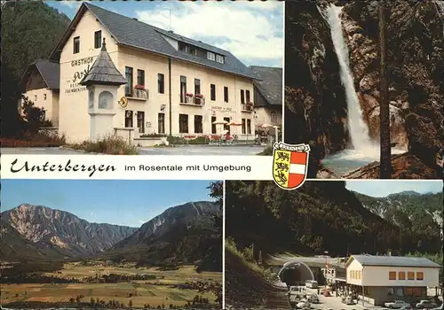 Ferlach Kaernten Gasthof zur Post Unterbergen im Rosental Wasserfall Tunnel Stadtwappen / Ferlach /Klagenfurt-Villach