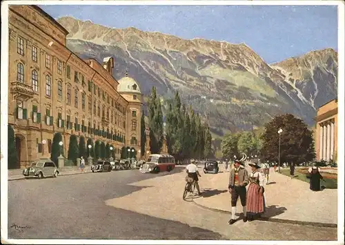 Innsbruck Teilansicht Innsbruck A. H. Platz Nordkette Karwendelgebirge Kat. Innsbruck