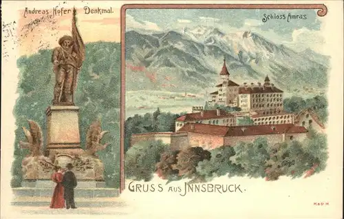 Innsbruck Schloss Amras Andreas Hofer Denkmal Kuenstlerkarte Kat. Innsbruck