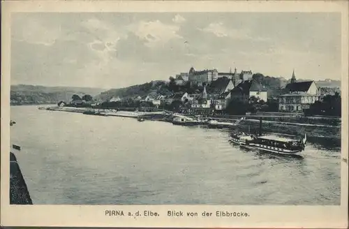 Pirna Blick von Elbbruecke Schiffe 