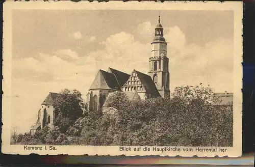 Kamenz Sachsen Hauptkirche vom Herrental aus