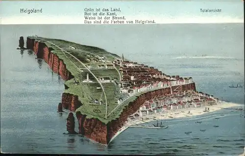 Helgoland Zeichnung Hafen Oberland Unterland / Helgoland /Pinneberg LKR