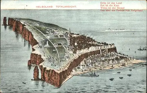 Helgoland Zeichnung Oberland Unterland Hafen / Helgoland /Pinneberg LKR
