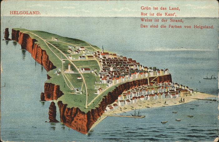 Helgoland Zeichnung Hafen Oberland Unterland / Helgoland /Pinneberg LKR ...