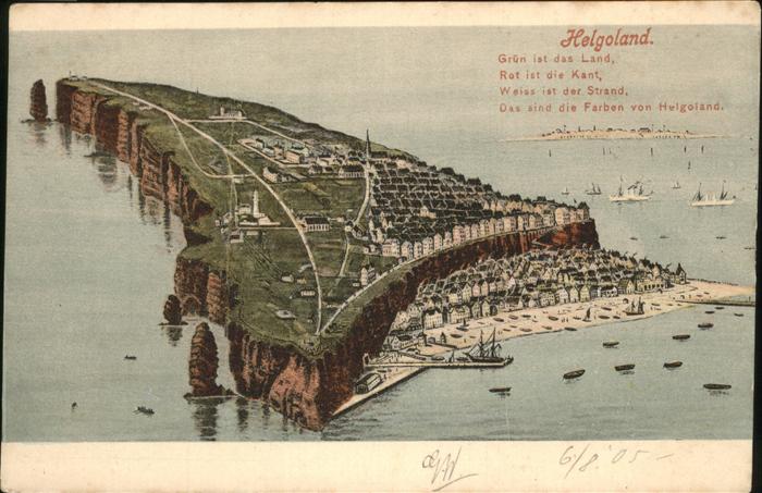 Helgoland Zeichnung Oberland Unterland Hafen / Helgoland /Pinneberg LKR ...