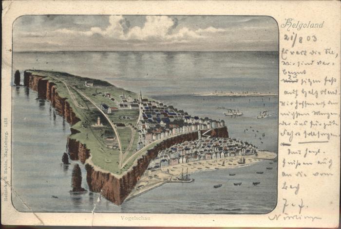 Helgoland Zeichnung Hafen Oberland Unterland / Helgoland /Pinneberg LKR ...