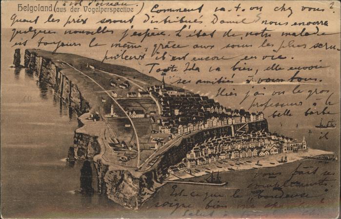 Helgoland Zeichnung Oberland Unterland Hafen Duene / Helgoland ...