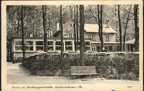 Grossschoenau Sachsen Gasstaette Hutberg Gustav Tampe Terrasse im Winter Schnee