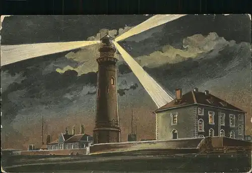 Helgoland Leuchtturm bei Nacht Zeichnung / Helgoland /Pinneberg LKR