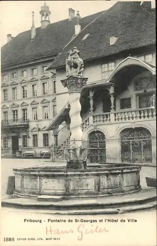 Fribourg FR Fontaine St Georges Hotel de Ville / Fribourg FR /Bz. La Sarine