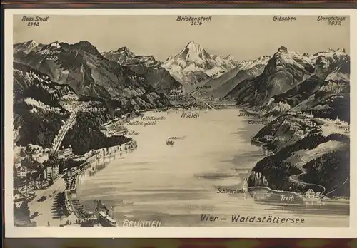 Vierwaldstaettersee SZ Zeichnung Gebirge