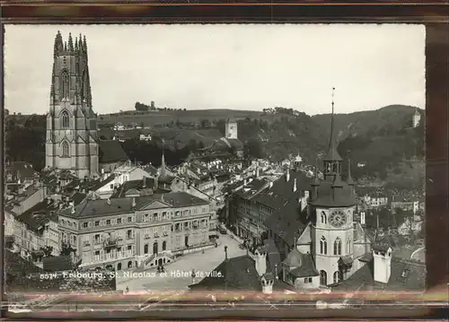 Fribourg FR St. Nicolas et Hotel de Ville Kat. Fribourg FR