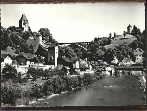 Fribourg FR Sarine et porte de Berne Kat. Fribourg FR