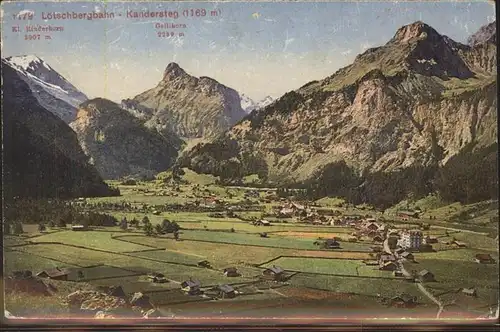 Frutigen BE Panoramakarte mit Loetschbergbahn und Kandersteg Kat. Frutigen