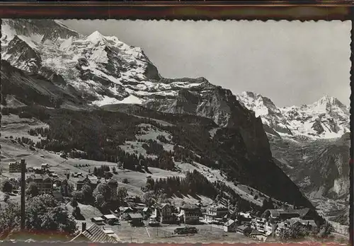 Wengen BE Panorama mit Jungfrau und Breithorn Kat. Wengen