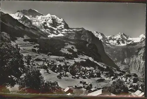 Wengen BE Panorama mit Jungfrau und Breithorn Kat. Wengen