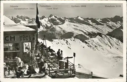 Weissfluhjoch Terrasse Skifahren Kat. Weissfluhjoch