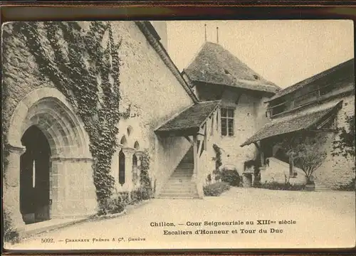 Chillon Chateau de Chillon Cour Seigneuriale Escaliers d Honneurs et Tour du Duc Kat. Montreux